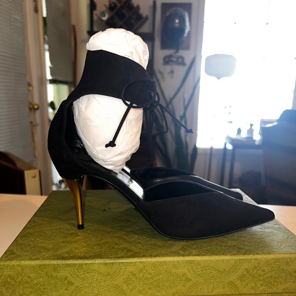 BRAND NEW: Gucci Black High-Heel Pump with Ankle Cuff - Picture 13 of 16